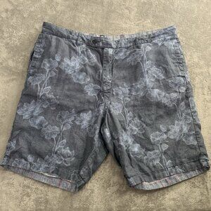 Tommy Bahama Reversible Shorts Mens 40x9” Floral Plaid 100% Linen Casual Preppy